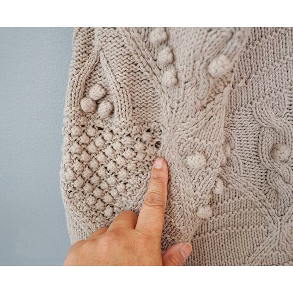 VTG 90s JAEGER Women Hand Knit Bobble Chunky Cardigan L Whimisgoth Fairy Grunge - Picture 16 of 16